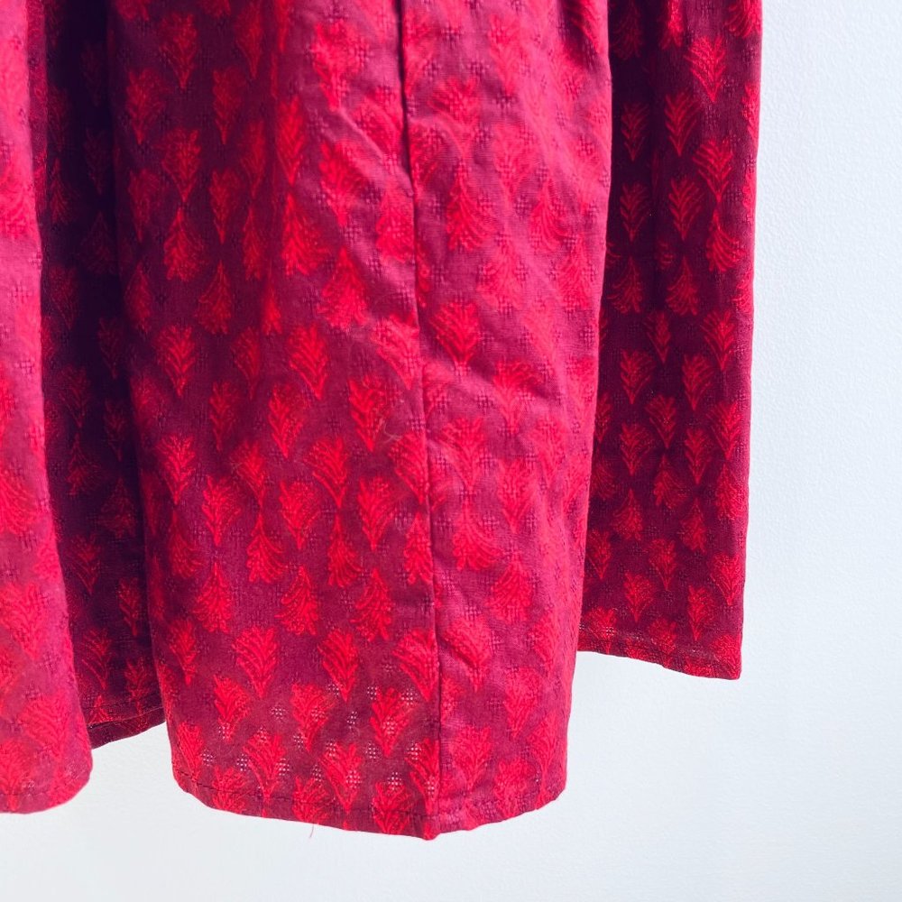 Universal Thread Womens M Red Tiered Dress Balloon Long Sleeve Smocked Neck Maxi - Picture 6 of 10